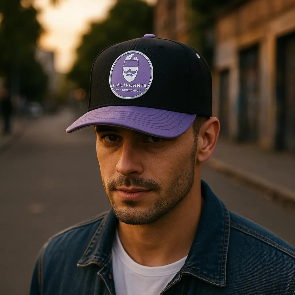 Gorra California C85 – Edición Especial Violeta & Negra | Streetwear Exclusivo